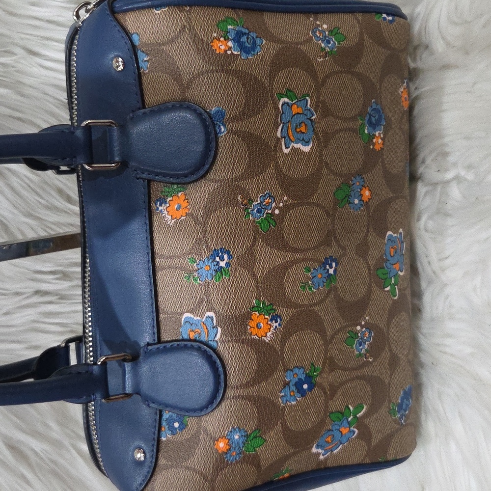 💙🔹️Coach 🔹️Mini Bennett Floral Logo Printed coated Canvas Satchel Wallet Set - Picture 9 of 13